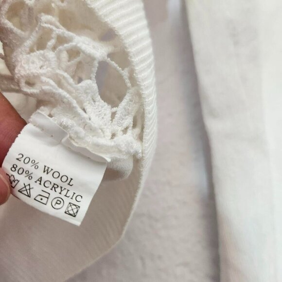 white wool floral lace crochet cardigan sweater crochet cardigan - Picture 3 of 3